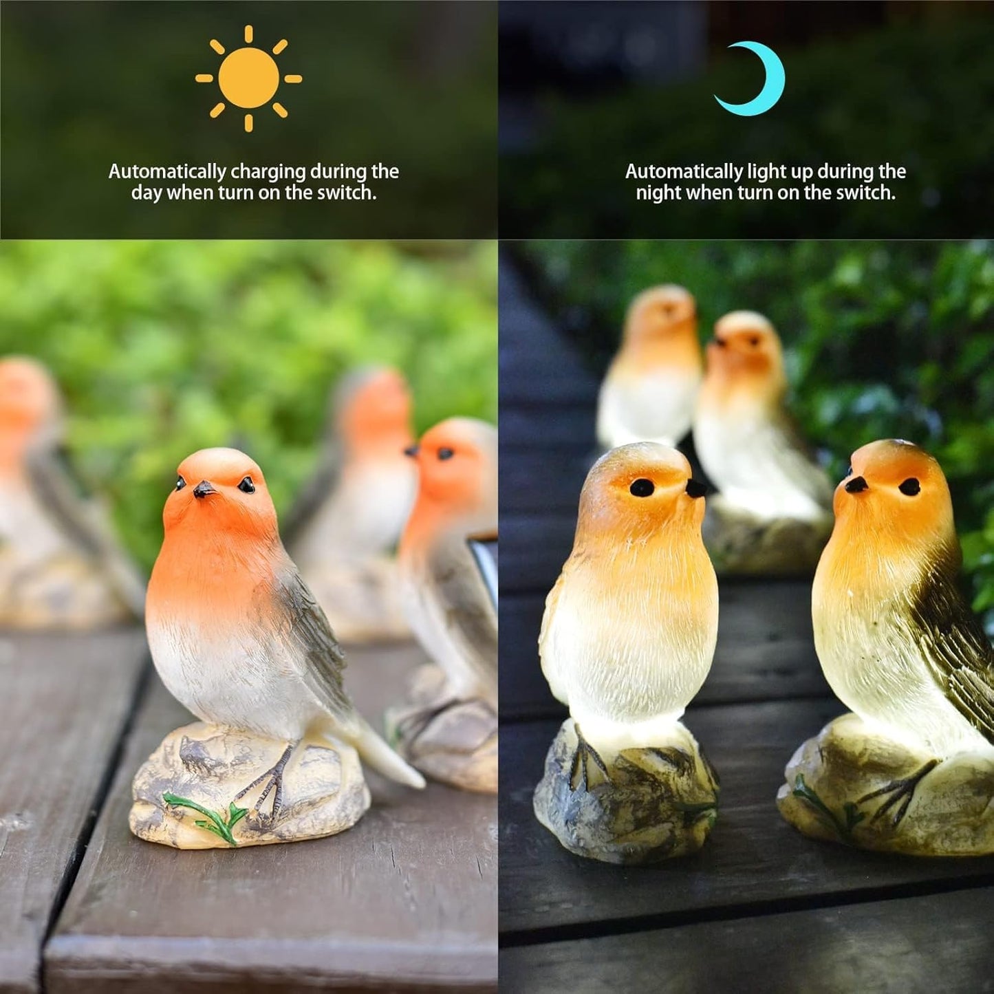 Solar Garden Outdoor Statues Bird Lights, Cute Birds Garden Decor for Outside, Christmas Birthday Gifts Stocking Stuffers Housewarming Gifts Yard Decoration for Women, Mother and Grandma-VerdiqueGarden