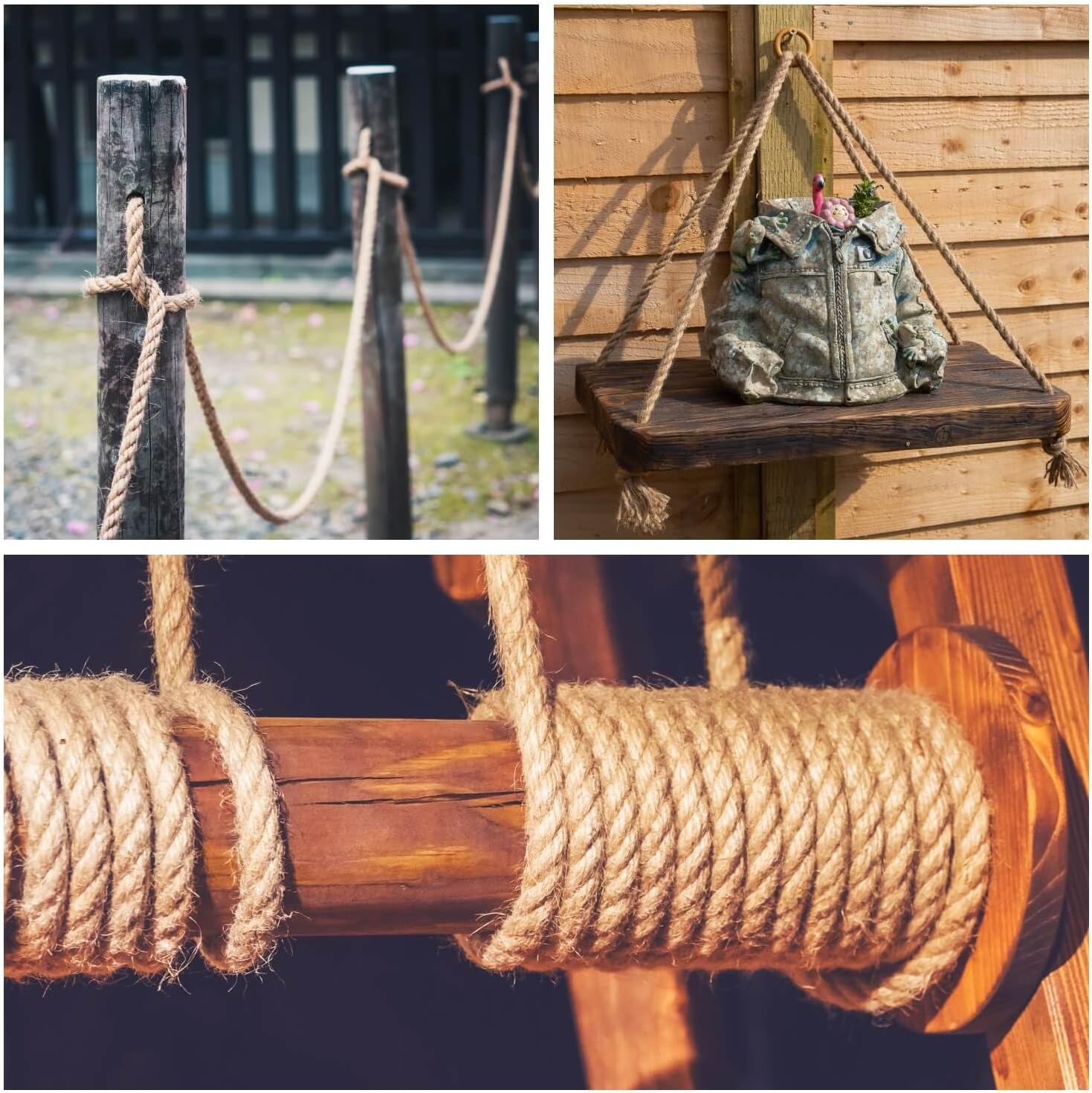 Jute Rope 10mm, 164 Feet 4.5lb Thick Garden Jute Twine String for DIY Cat Scratcher, Gardening, Bundling and Wall Hanging Craft Decorative (Brown)-VerdiqueGarden