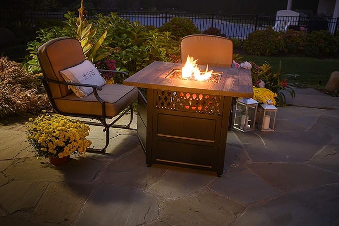 DualHeat by Endless Summer, The Harris, 38" Square Propane Gas Outdoor Fire Pit/Patio Heater-VerdiqueGarden