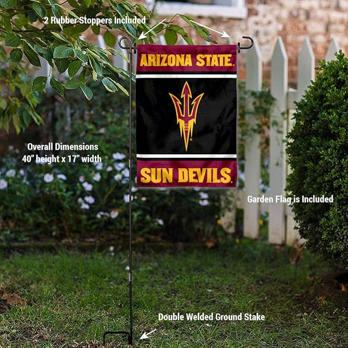 College Flags & Banners Co. Arizona State Sun Devils Garden Flag with Stand Holder-VerdiqueGarden