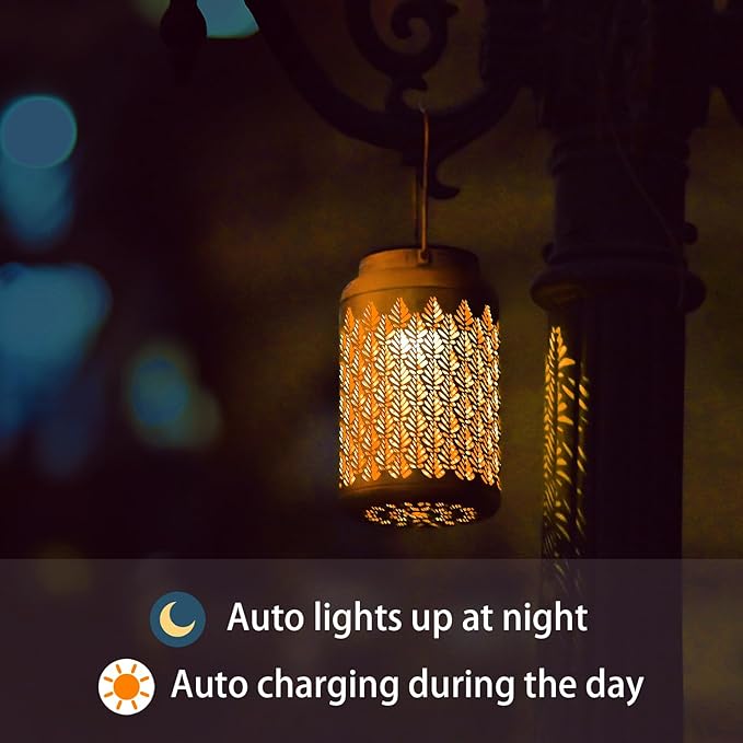 2 Pack Solar Lanterns Outdoor Waterproof - Birthday Gifts for Women, Men, Mom, Solar Lights Outdoor Hanging Garden Decor for Outside, Patio, Outdoor, Yard, Lawn, Balcony Grass-VerdiqueGarden