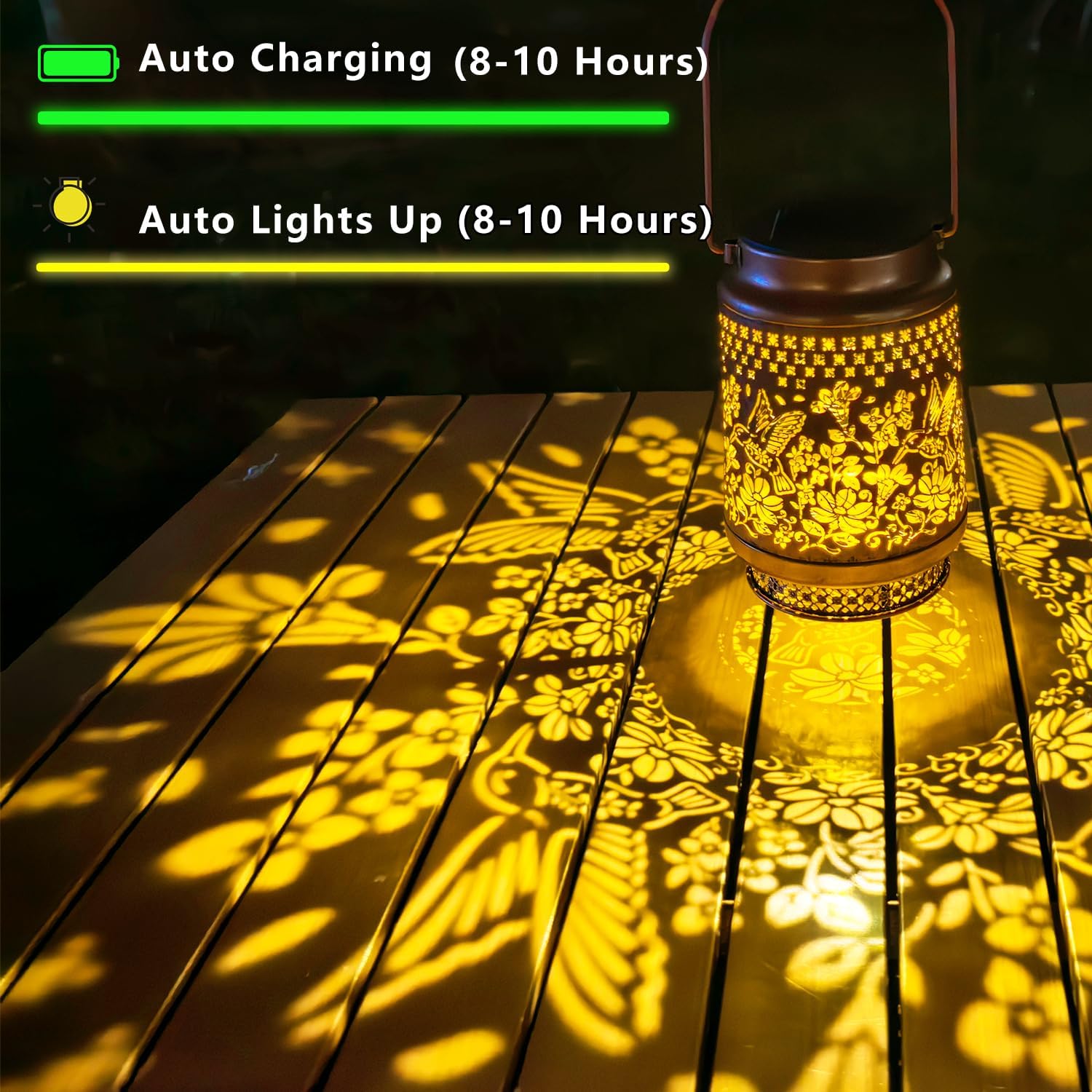 Solar Lanterns Outdoor Waterproof, Hummingbird Hanging Solar Lanterns Birthday Gifts for Women Mom Grandma, Garden Decor for Patio Yard Lawn Backyard Porch-VerdiqueGarden