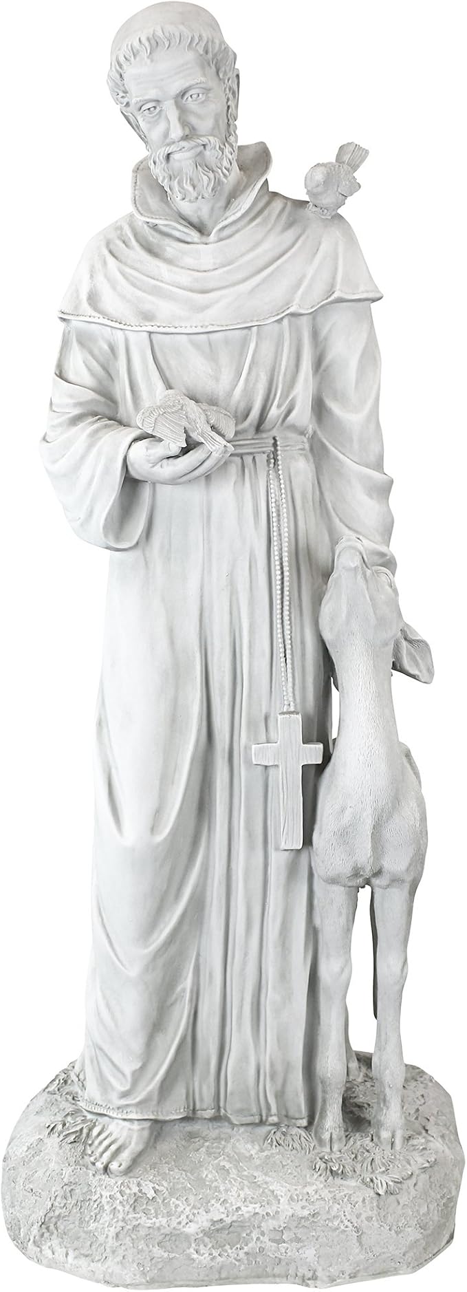 Design Toscano Francis of Assisi, Patron of Animals Religious Garden Decor Statue, 37 inches Tall, Cast Stone Resin, Antique Stone Finish-VerdiqueGarden