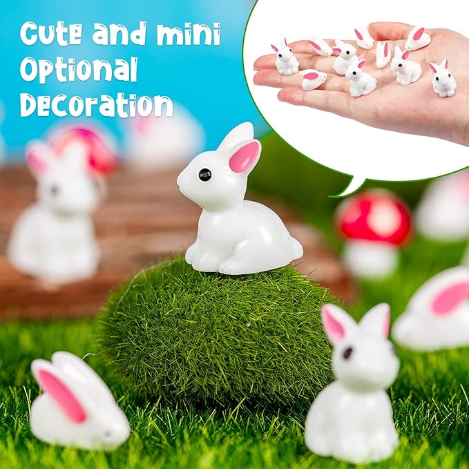 280Pcs Mini Bunny, Mini Resin Bunny Animals, Miniature Rabbit for Landscape Ornaments Miniature Garden Decor Potted Plant,Cake Topper Decoration-VerdiqueGarden