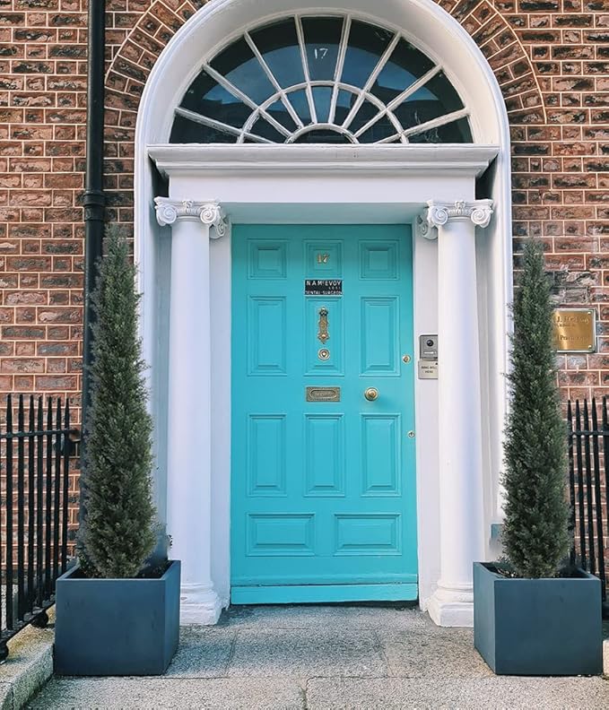 momoplant Artificial Topiary Cedar Tree Outdoor Uv Resistant, 5.5 Ft Faux Cypress Toparies Trees 67 Inch Fake Plant【2 Pack】 with Black Pot-VerdiqueGarden