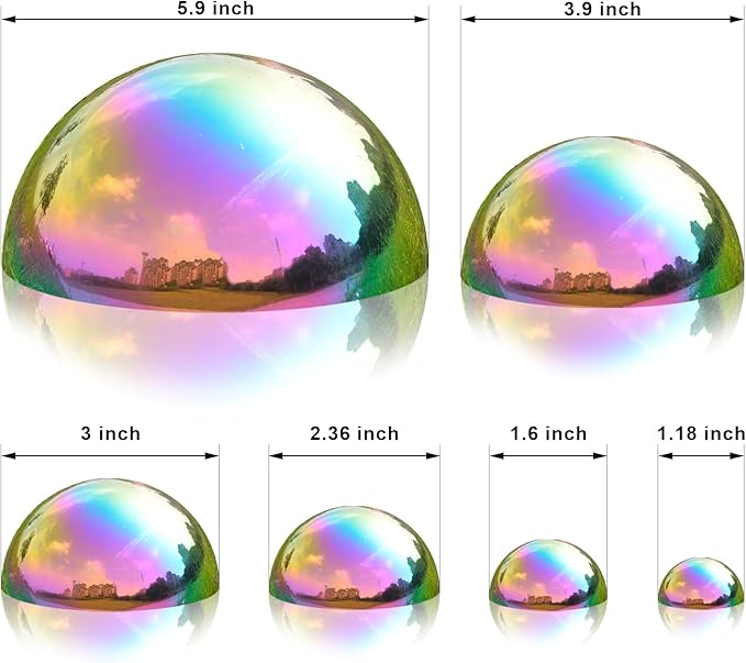 Nerien Gazing Ball, Stainless Steel Garden Mirror Globe, Polished Ornament Sphere, Hollow Floating Reflective Hemisphere, for Home Outdoor Pond Housewarming Swimming Pool Decoration, Gold, 6Pcs Mix-VerdiqueGarden