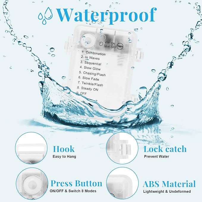 Homemory 4 Pack 20 Ft 60 LED Multicolor Fairy Lights Battery Operated Christmas Lights with Remote, Waterproof 8 Modes Firefly Twinkle String Lights for Party Bedroom Wedding Decorations-VerdiqueGarden