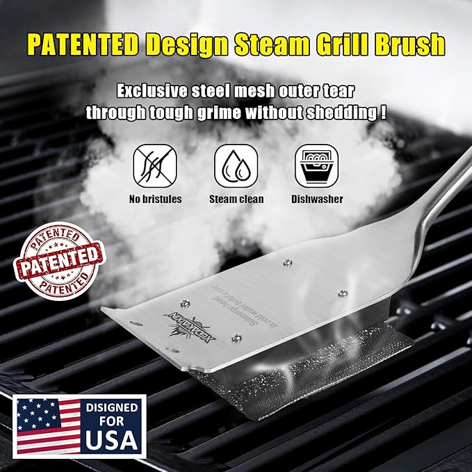 BBQ Replaceable Scraper Cleaning Head, Durable for Cast Iron or Stainless-Steel Grates, Barbecue Cleaner (Only Replaceable Cleaning Head No Grill Brush)-VerdiqueGarden