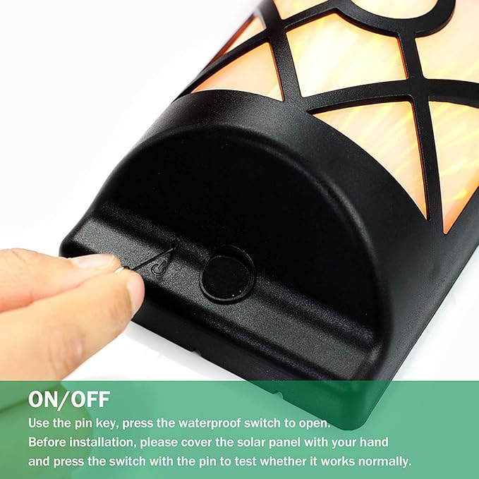 Solar Flame Lights Outdoor, Realistic 3D Flickering Flames with 66 Ultra-Bright LEDs - Waterproof Wall Mount Lanterns for Deck, Fence, Patio, Garden, Auto On/Off (4-Pack Value Set)-VerdiqueGarden