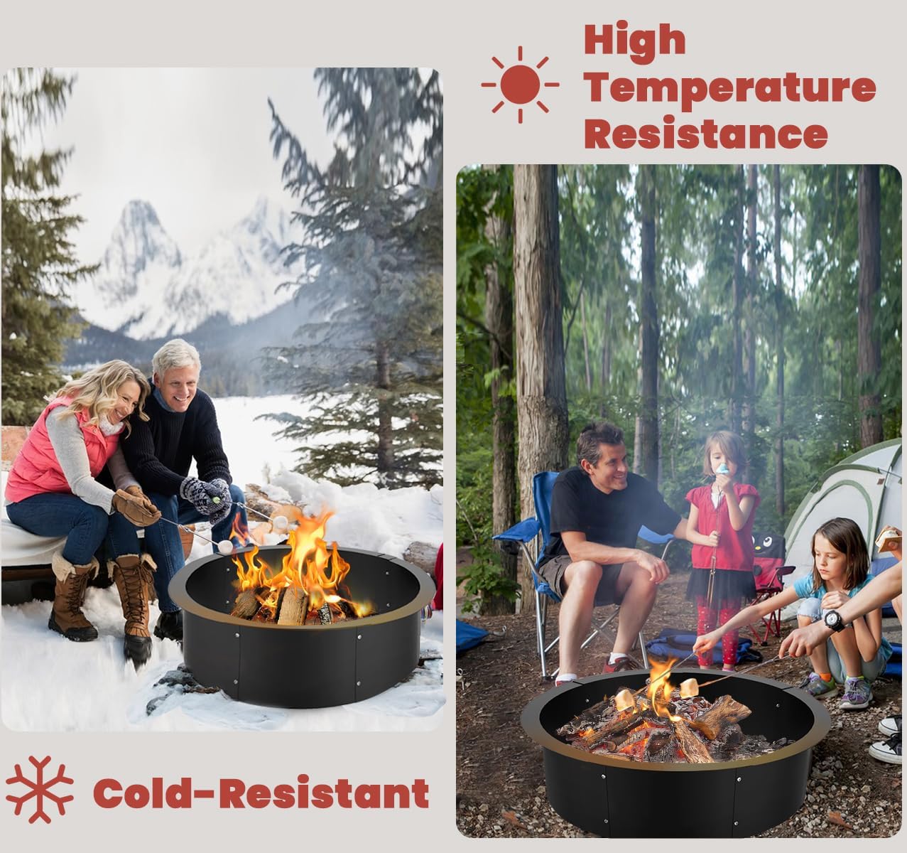 31 Inch Inner Round Fire Pit Ring Insert for Outside Wood Burning, 35 Inch Outer 31 Inch Inner DIY Outdoor Fire Pit Liner Ring for Garden, Patio, Backyard or Camping, 1.5mm Thick Metal Steel-VerdiqueGarden