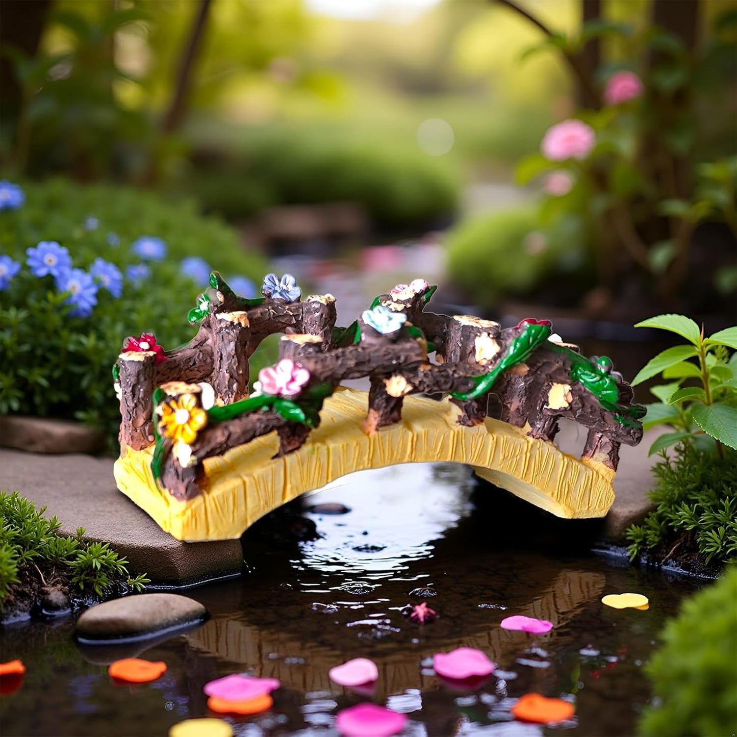 Kai Dream Fairy Garden Bridge,Miniature Resin Bridge Figurine,3.6 * 2 * 1.5 inches, Micro Landscape Tiny Decorative-VerdiqueGarden
