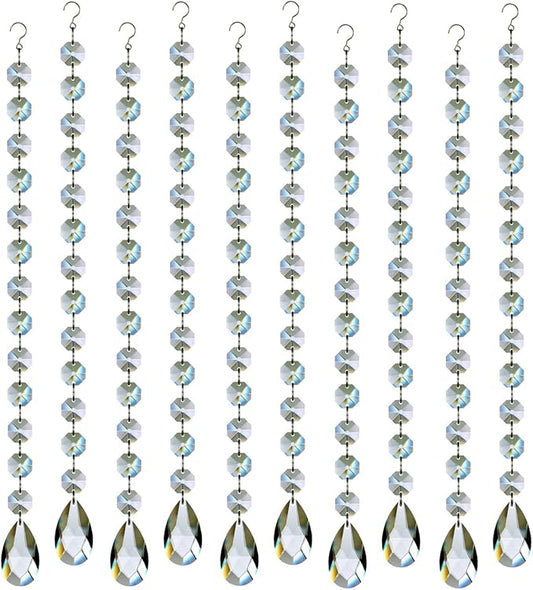 1ft 10pcs Teardrop Crystals Garland, Hanging Chandelier Crystals Prism Beads Chain for Wedding Home Decoration Clear GOLDENHAITAI-VerdiqueGarden