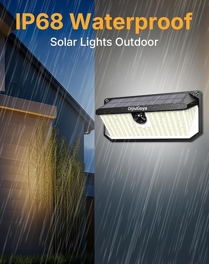 466LED 4000Lm Solar Lights Outdoor Waterproof for Security, 270° Angle & 3 Lighting Modes Motion Sensor Outdoor Lights IP68 Solar Light for Fence Garden Backyard Flood Dusk Garage 2pack-VerdiqueGarden