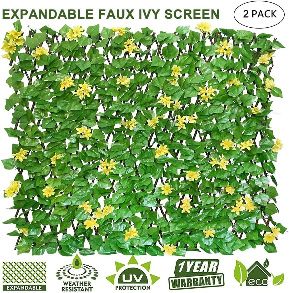 Expandable Fence Privacy Screen for Balcony Patio Outdoor,Decorative Faux Ivy Fencing Panel,Artificial Hedges (Single Sided Leaves)-VerdiqueGarden