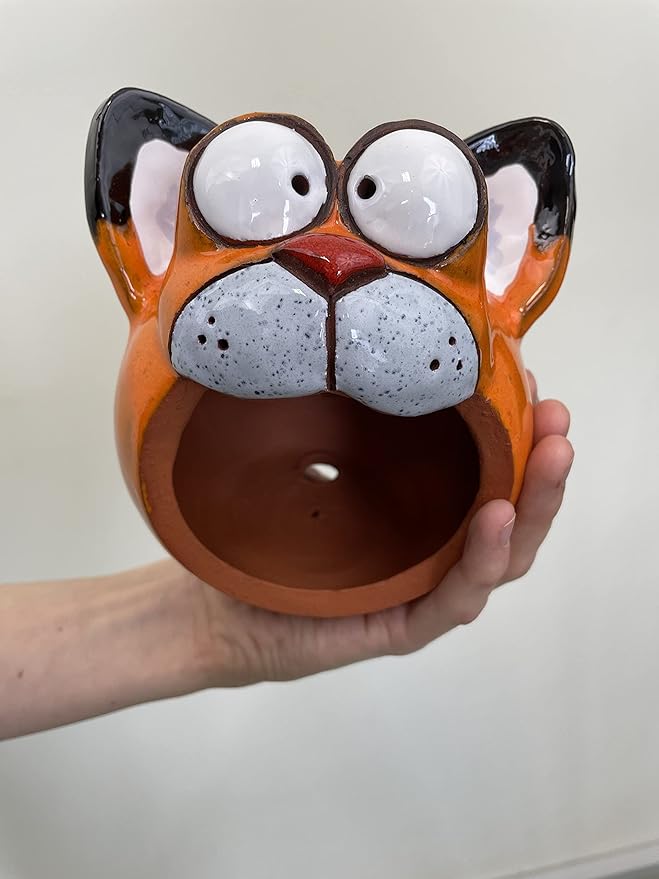 Ceramic Garden Decor - Cat Lawn Stake - Bird Feeder - Outdoor Statue - Perfect, Unique Gifts for Gardeners Woman, Men - Handmade, Frostproof-VerdiqueGarden