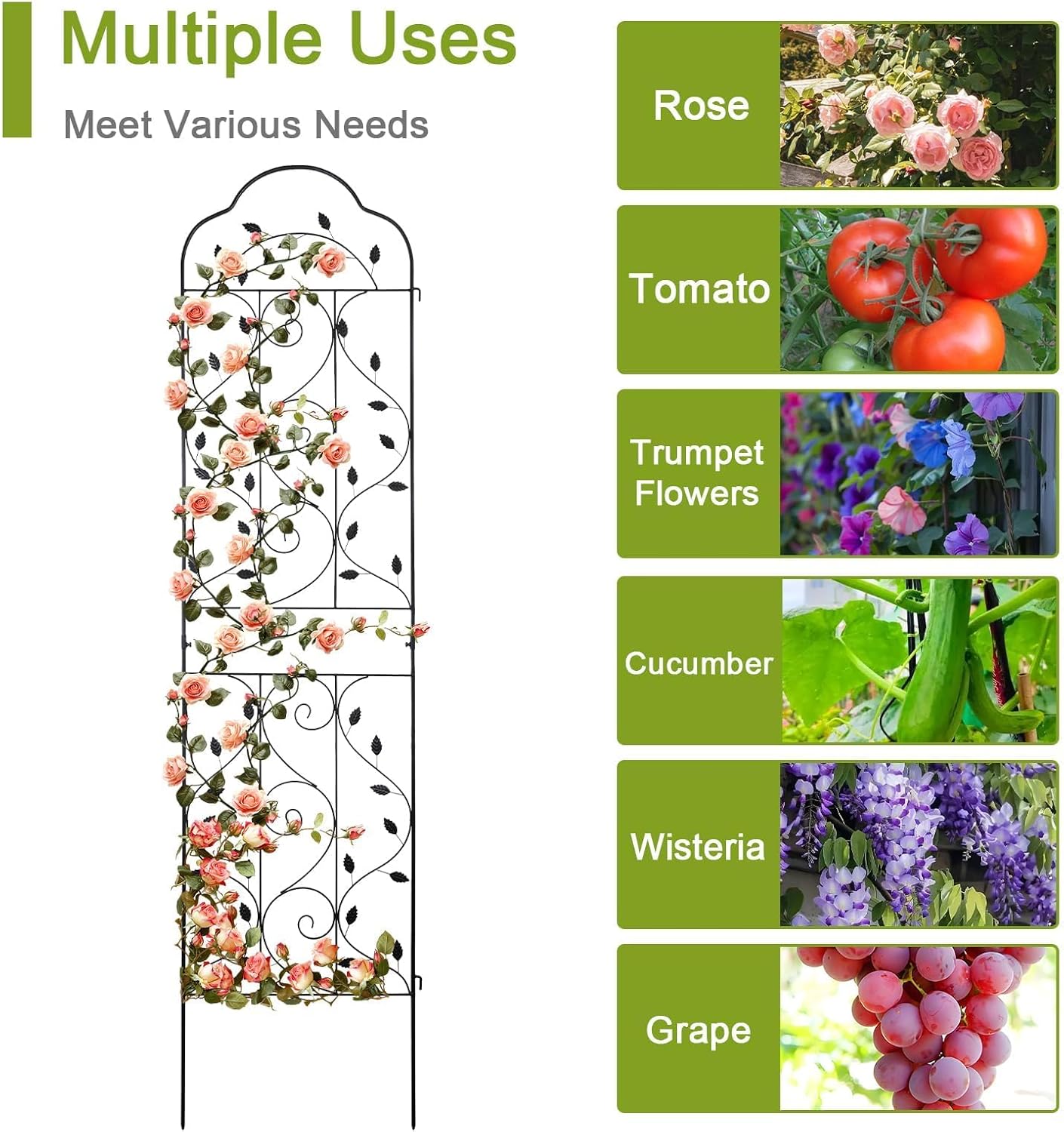 hogardeck 4 Packs 84 * 19 inch Metal Garden Trellis for Climbing Plants Outdoor,Heavy Duty,Black Coating Rustproof Trellis for Rose, Vegetable, Flowers, Expandable,Perfect for Training Climbing Plants-VerdiqueGarden