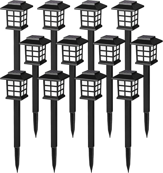 SOLPEX Solar Outdoor Lights,12 Pack Solar Path Lights, Solar Walkway Lights Outdoor, Solar Garden Lights, Solar Pathway Lights Outdoor Waterproof for Garden, Yard, Landscape and Driveway(Warm White)-VerdiqueGarden