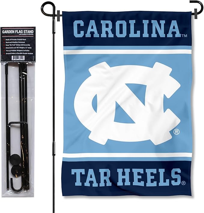 College Flags & Banners Co. North Carolina Tar Heels Garden Flag with Stand Holder-VerdiqueGarden