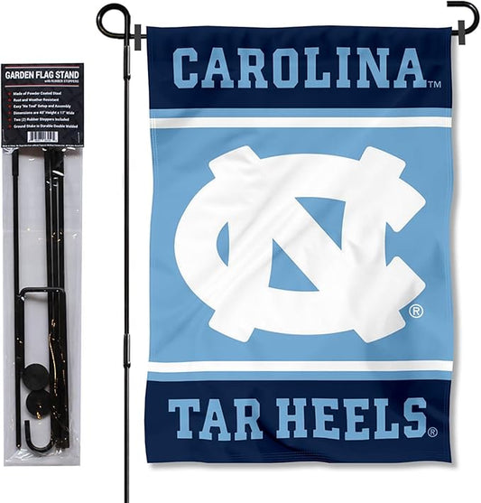 College Flags & Banners Co. North Carolina Tar Heels Garden Flag with Stand Holder-VerdiqueGarden