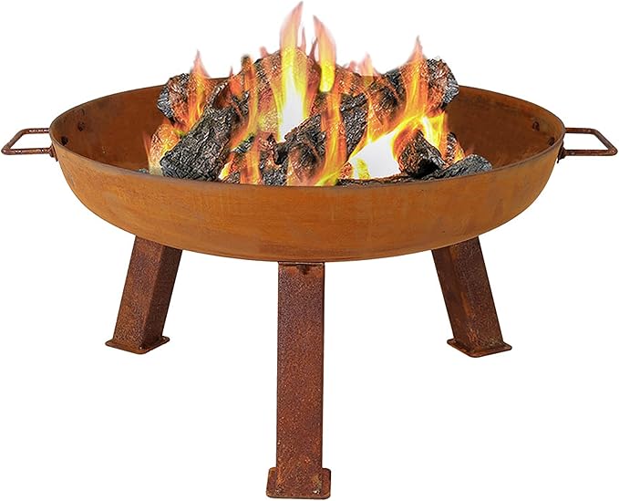 Sunnydaze 24-Inch Cast Iron Heavy-Duty Fire Pit for Outside - Wood-Burning Outdoor Fire Pit Bowl with Handles - Oxidized Finish-VerdiqueGarden