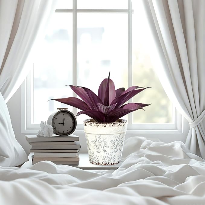 Fake Plants Artificial Agave Plants Indoor，UV Resistant Fake Agave Planters Outdoor Decorating Artificial Plants for Outdoors Decor Agave (2Pack,12.6'Purple) Spring Decorations for Home-VerdiqueGarden