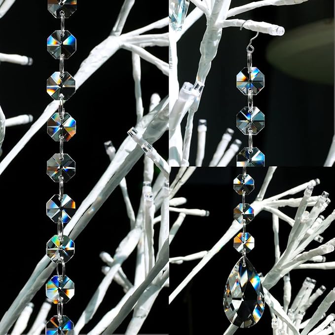 1ft 10pcs Teardrop Crystals Garland, Hanging Chandelier Crystals Prism Beads Chain for Wedding Home Decoration Clear GOLDENHAITAI-VerdiqueGarden