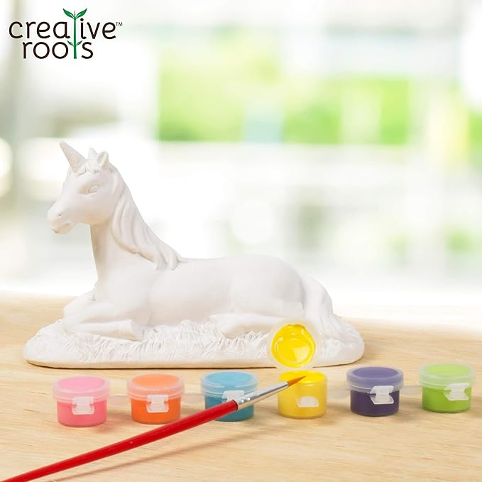 Creative Roots Paint Your Own Unicorn by Horizon Group USA, DIY Unicorn Coloring Kit, Includes 6 Paint Pots & Paint Brush, Multicolor-VerdiqueGarden