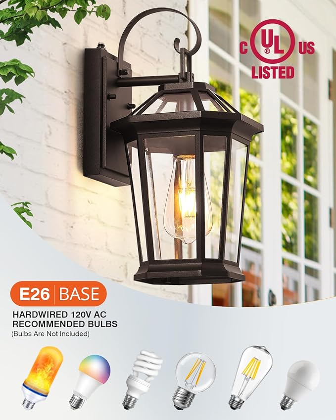 VIANIS Outdoor Wall Lights Dusk to Dawn, Oil Rubbed Bronze Exterior Lighting Fixtures for House, Waterproof ORB Porch Lights Wall Mount, Aluminum Outside Wall Sconce for Front Door, Garage-VerdiqueGarden