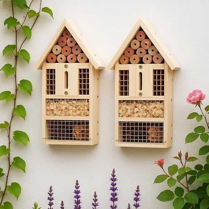 2 PK Large Cedar Wood Insect House Kit for DIY Project Backyard Insect House, Bee House, Nesting Habitat Shelters, Garden Shelter for Bees, Butterflies, Bugs-VerdiqueGarden