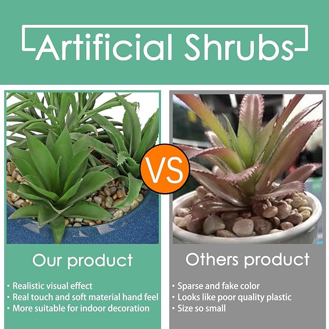 Hollyone Large Artificial Succulents Plants with Blue Vase Faux Succulents Fake Succulent Potted Plant in Ceramic Pot for Home Decor Office Desk Bathroom Living Room Indoor & Outdoor Decorations-VerdiqueGarden