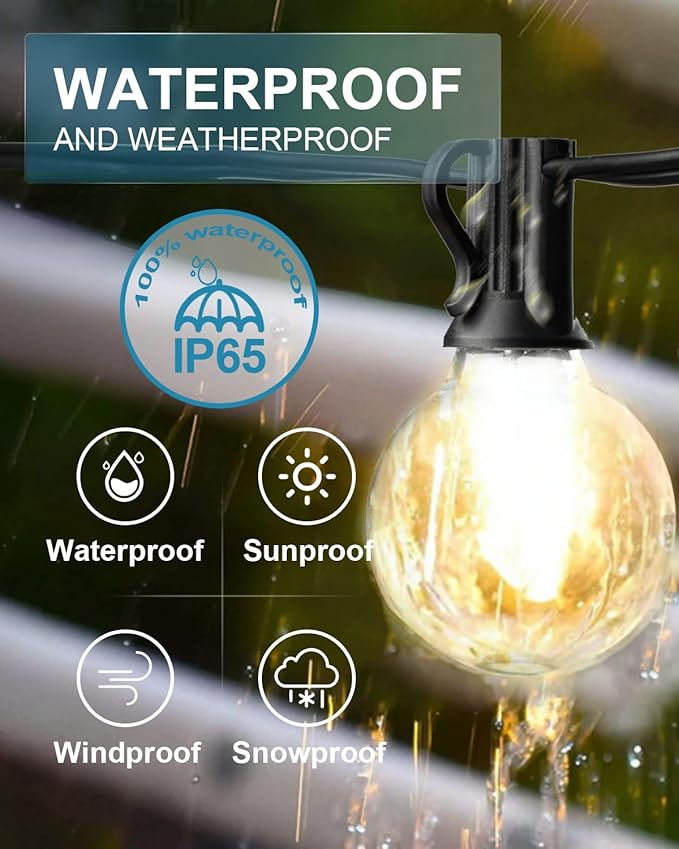 Lightdot 200FT Outdoor String Lights, LED Bistro String Lights with Shatterproof G40 Vintage Bulbs, 2200K Dimmable, Waterproof Hanging Lights for Porch, Deck, Garden, Backyard, Balcony - ETL Listed-VerdiqueGarden