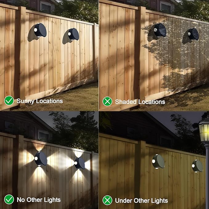 Outdoor Wall Lights - 4 LED Solar Lights for Outside - IP65 Waterproof-RGB Multicolor - Auto On/Off - 1200mAh Battery, Use on The Fence, Patio, Yard, Garden, Porch&More 2 Pack (Warm Color)-VerdiqueGarden