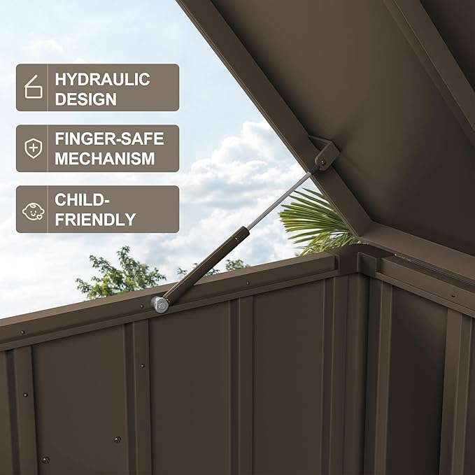 PURPLE LEAF Outdoor Deck Box 120 Gallon Waterproof Lockable Storage Box Container with Lid Deck Organization for Patio Cushions Side Table Pool Accessories Garden Tools, Brown-VerdiqueGarden