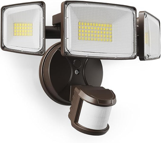 Onforu 75W LED Motion Sensor Outdoor Lights, Dusk to Dawn Flood Light Outdoor Motion Sensor, Hardwired Security Lights Floodlights Outside 7500LM 6500K Daylight IP65 Waterproof (Brown)-VerdiqueGarden