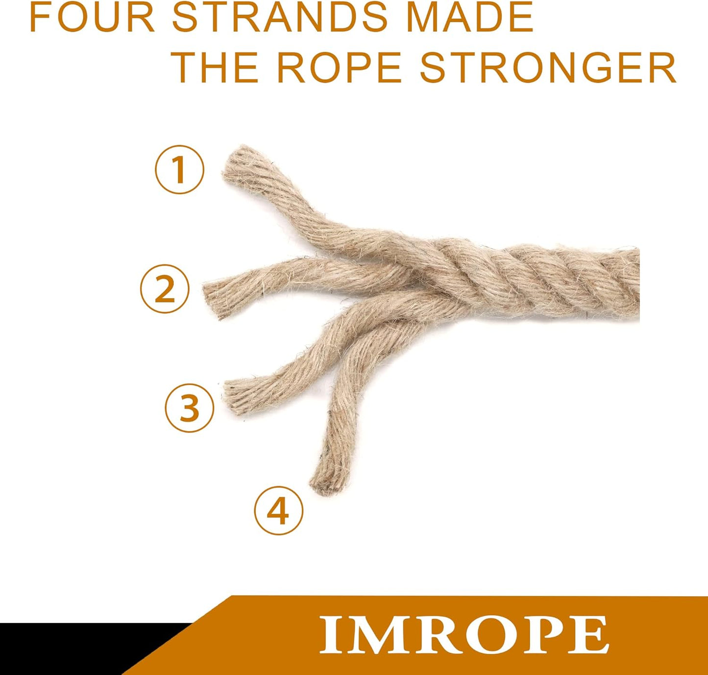 Jute Rope 1 Inch x 10 Ft, IMROPE Natural Jute Rope Twisted 4 Strands for DIY Arts Crafts, Garden, Home Decorating, Hammock-VerdiqueGarden