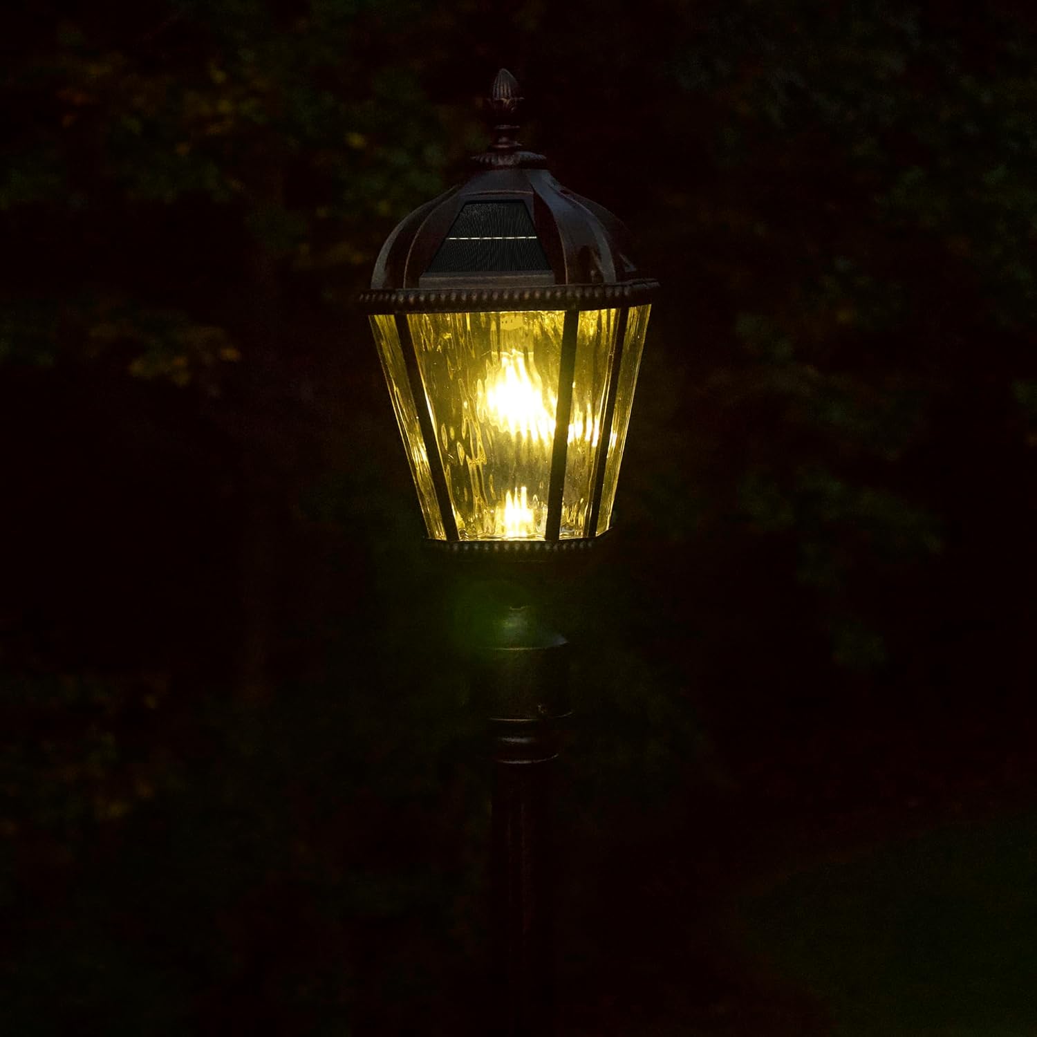 Gama Sonic Outdoor Solar Post Light, Brushed Bronze Finish Aluminum, Royal Bulb, Clear Rain Glass, 3-inch Fitter for Lamp Posts 98B112 (Upgraded Panel and Battery)-VerdiqueGarden