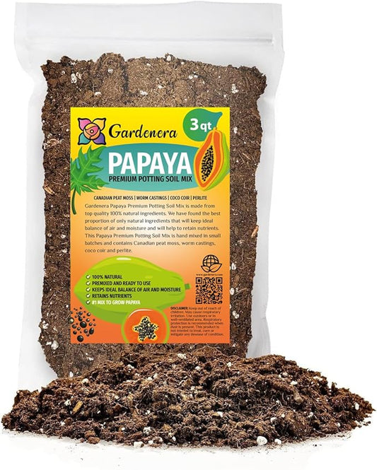 Papaya Plant Potting Soil - Enhance Fruiting and Health with Professional Grade Nutrient-Rich Mix - 3 Quart-VerdiqueGarden