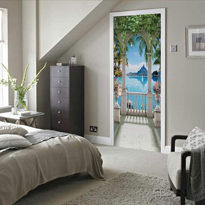 3D Door Stickers Murals Peel and Stick - Landscape - Door Wallpaper Self-Adhesive Door Decals Removable PVC Waterproof Door Poster for Bedroom Living Room Door Wall Decoration 30.3 x 78.7 inch-VerdiqueGarden