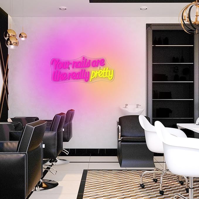 WLHOPE Your Nails Are Like Really Pretty Neon Sign, Nail Neon Signs for Wall Decor, Pink Led Signs USB Connectivity Nails Light Up Signs for Nails Shop Nails Salon Home Bar Girls Room Beauty Shop Nails Room-VerdiqueGarden