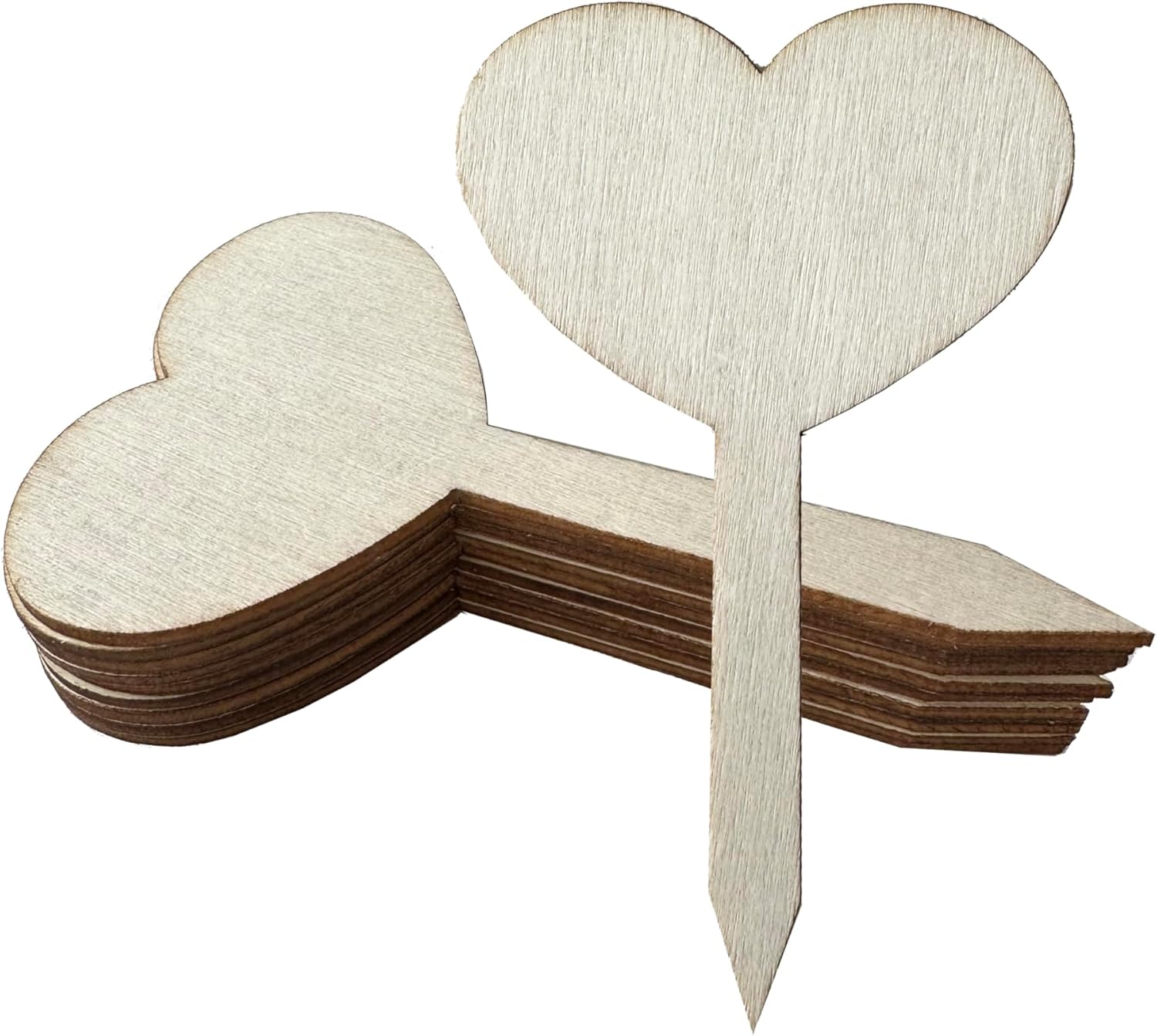 100 Pcs Wood Plant Labels, Natural Wooden Plant Marker Garden Sign Tags, T-Type Garden Markers for Succulents, Herbs, Seedlings, Potted, Flowers, Vegetables (Heart)-VerdiqueGarden