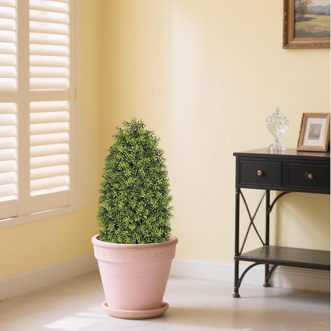 3ft Artificial Boxwood Topiary Trees (Set of 2) - UV Resistant Faux Plants for Outdoor/Indoor, Realistic 36in Fake Bushes and Shrubs for Front Porch, Planter, Patio - Low Maintenance & Evergreen-VerdiqueGarden