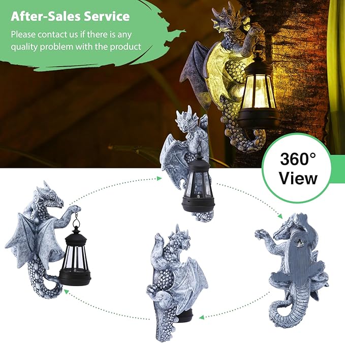 Goodeco Dragon Tree Hugger Solar Lantern Garden Statue - 9.3 Inch Resin Dragon Decor for Outdoor, Perfect Garden Gift & Yard Decor-VerdiqueGarden