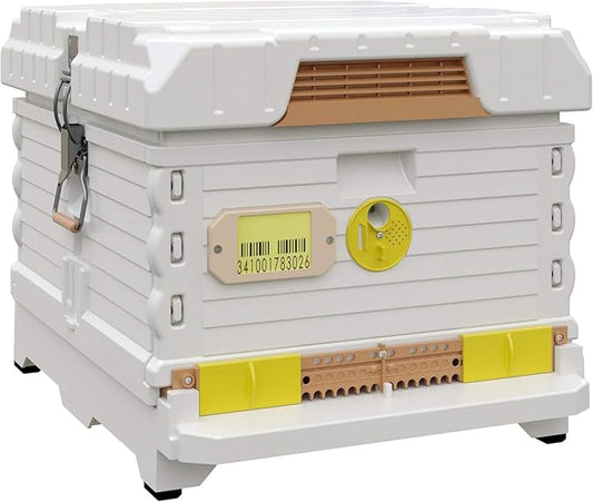 Ergo Insulated 10 Frame Bee Hive Set [NO Frames Included] (Single Hive, White Body Yellow Entrance)-VerdiqueGarden