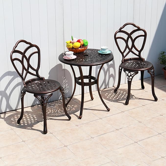 Outdoor Dining Chair Cast Aluminum Patio Chairs Set of 2 All-Weather Patio Dining Chair with Adjustable Feet for Backyard Garden (Muran Chair)-VerdiqueGarden