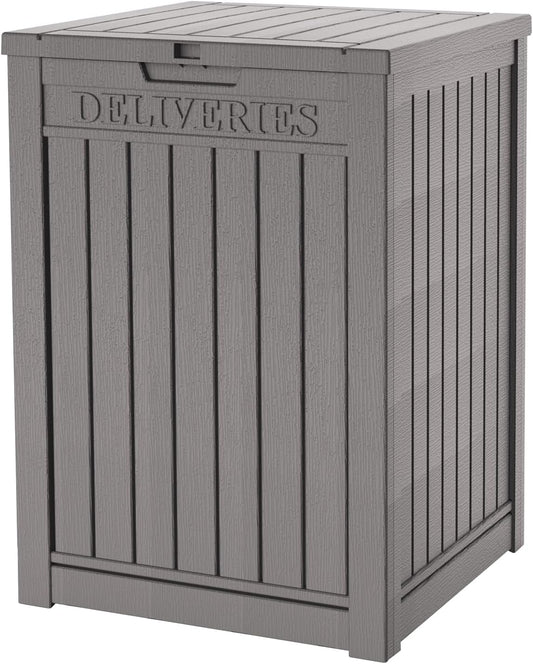 55 Gallon Outdoor Storage Box Waterproof Lockable Resin Deck Box Large, Patio Storage Bin for Pool Accessories Cushion Furniture, Garden Tools, UV-Resistant Outside Delivery Grey-VerdiqueGarden