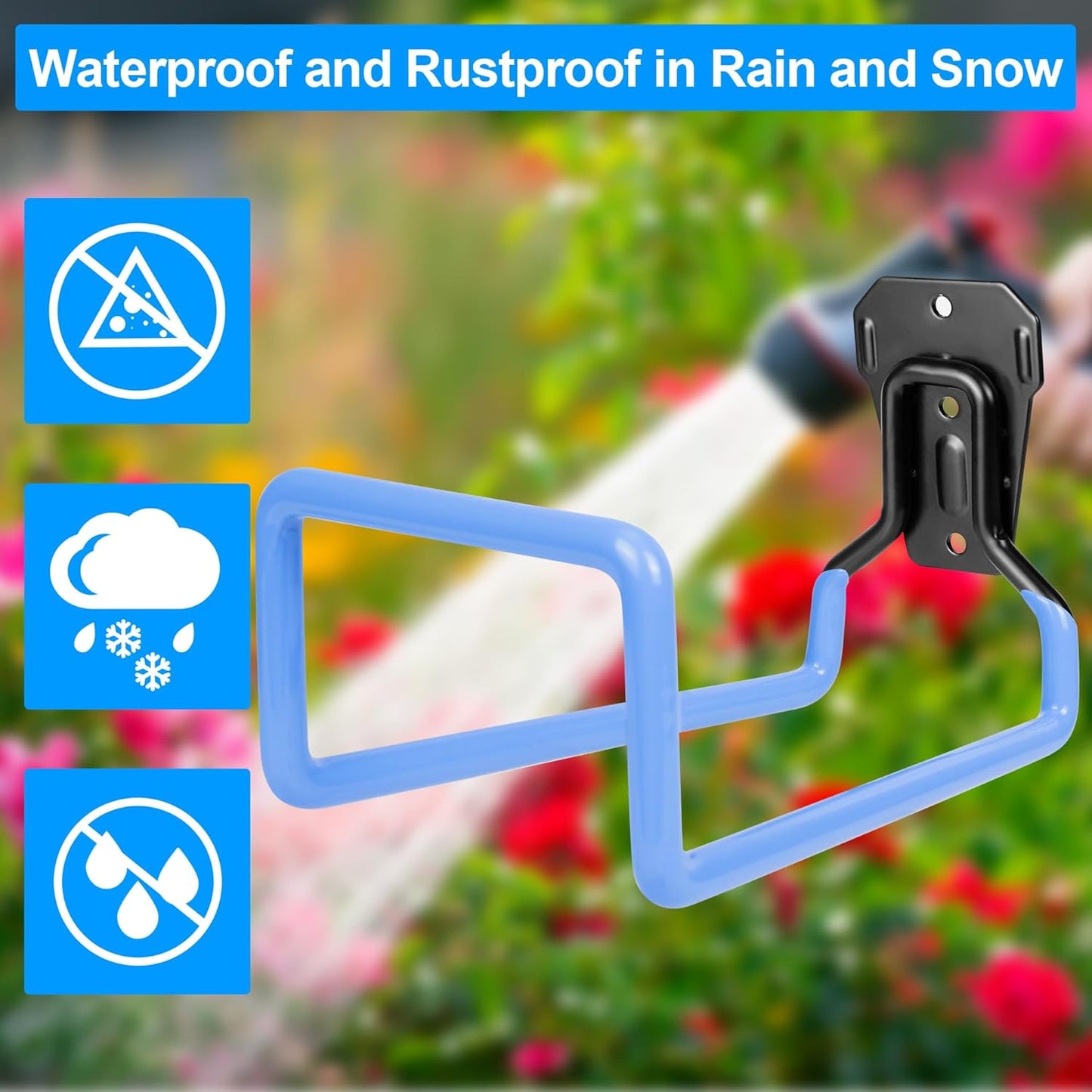 Hose Holder Wall Mount - Metal Hose Hook Garden Hose Rack Heavy Duty Water Hose Reels for Outside Water Hose, Extension Cords-VerdiqueGarden