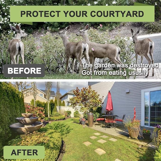 Deer Repellent, Rabbit Repellent Outdoor, Deer Deterrent for Plants, Keep Rabbits Out of Backyard, Deer and Rabbit Repellant, Deer Repellant Balls for Flowers Shrubs & Trees-8 Packs-VerdiqueGarden