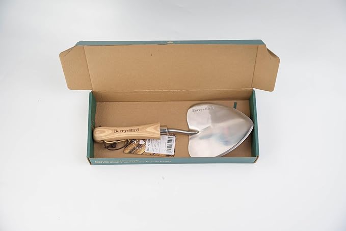 Berry&Bird Perennial Trowel, Oversized Garden Potting Trowel with Sharp Blade Wood Hand Shovel, Stainless Steel Planting Trowel Gardening Tool for Roots,Planting,Digging,Transplanting and Cutting-VerdiqueGarden