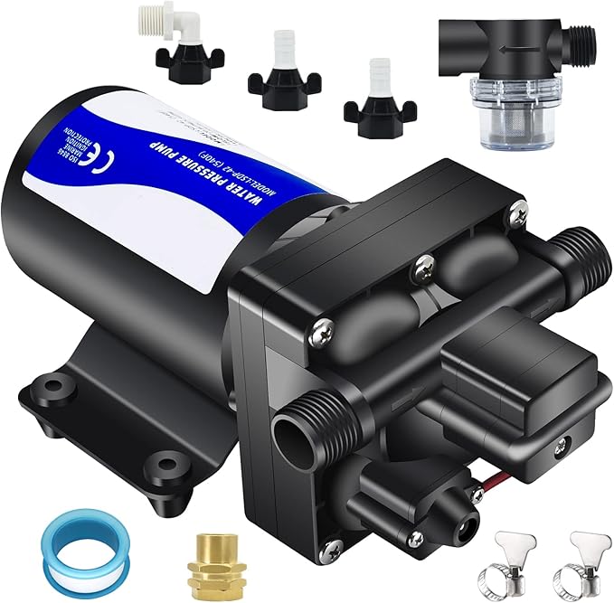 12V RV Water Pressure Pump Quiet 70 psi Washdown Pumps for Boats Marines Diaphragm Pump Transfer Pump 12 Volts Water Pump Self Priming-VerdiqueGarden