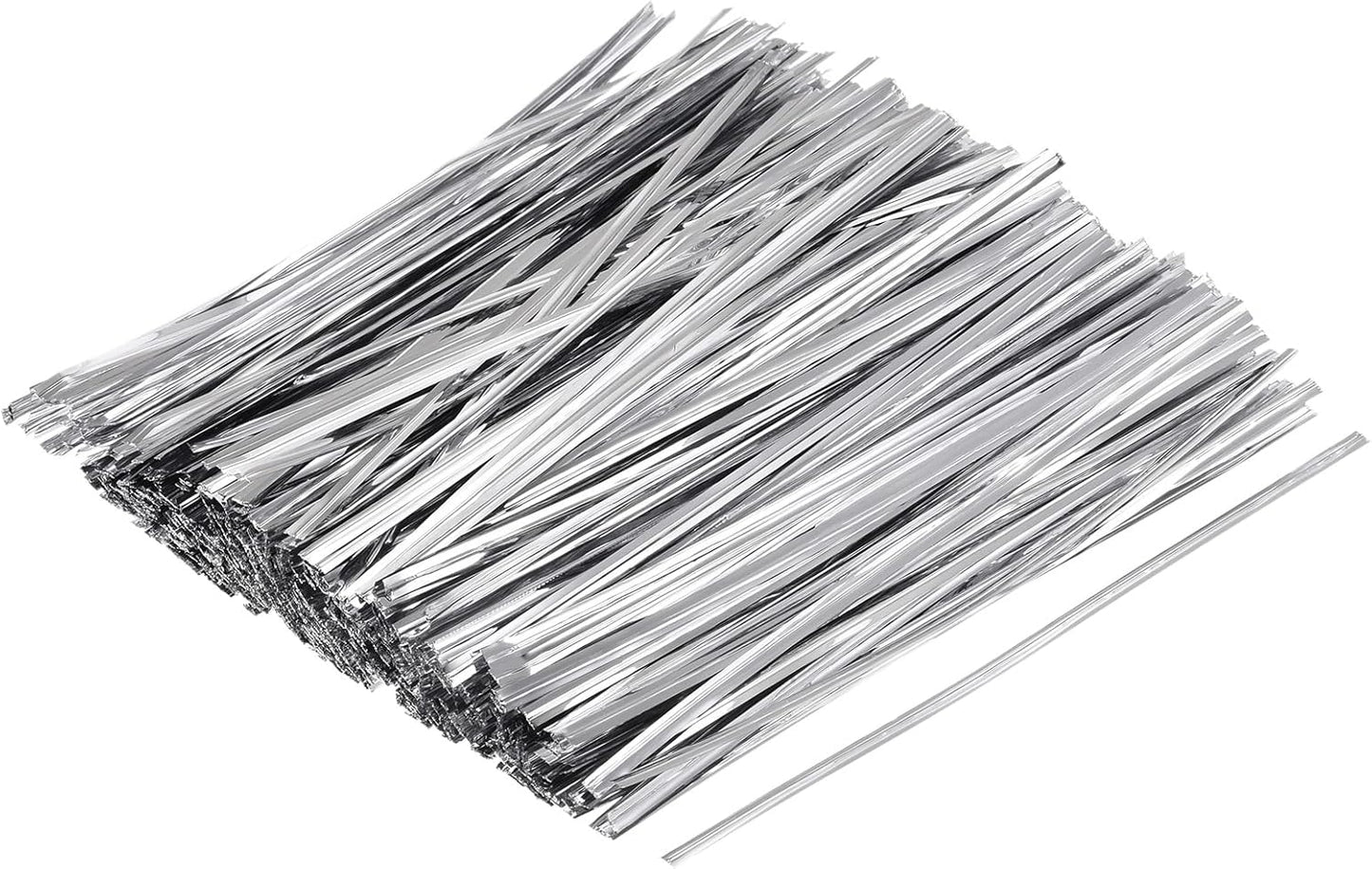 MECCANIXITY Foil Twist Ties 6" 15cm Metallic Plastic Closure Tie for Tying Bread, Candy, Cookies, Gift Bags Arts Crafts Ties Silver Tone Pack of 750-VerdiqueGarden